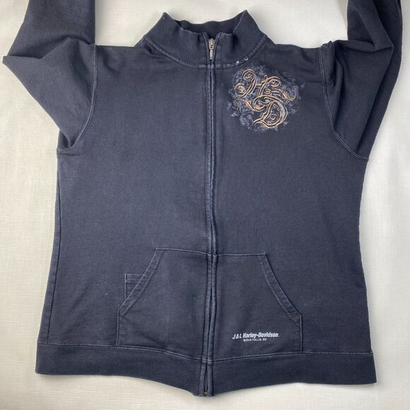 Harley-Davidson GOLD WINGS Blue Full Zip Sweatshirt! J&L SIOUX FALLS SD Sz M - Picture 2 of 16